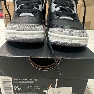Jordan 3 Kids Retro Black and Cement Sneakers